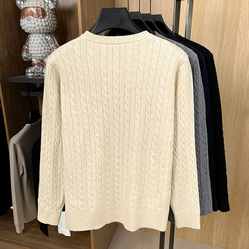 Luxury Men's Brand Spring High Quality Knit Sweater Round Neck Jacquard Embroidery Long Sleeves Pullover Leisure Fashion Men's C