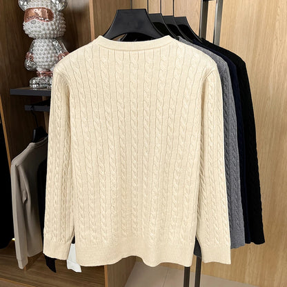 Luxury Men's Brand Spring High Quality Knit Sweater Round Neck Jacquard Embroidery Long Sleeves Pullover Leisure Fashion Men's C