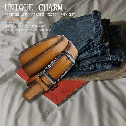 Men's Brand Leather Belts for Men 105cm-135cm Automatic Belt with Ratchet Strap Top Quality Belts Luxury Belts for Men