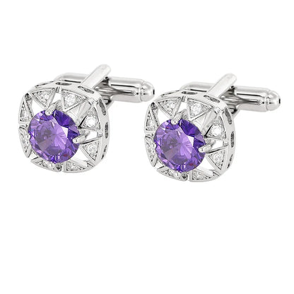 Men Luxury Vintage Metal Cufflinks Zircon Cuffs French Square Buckle Shirt Crystal Copper Cuffs