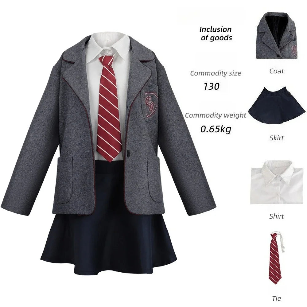 Matilda Cosplay Costume Girls School Uniform Jacket Shirt Skirt Tie Set Halloween Party Stage Musical Outfit