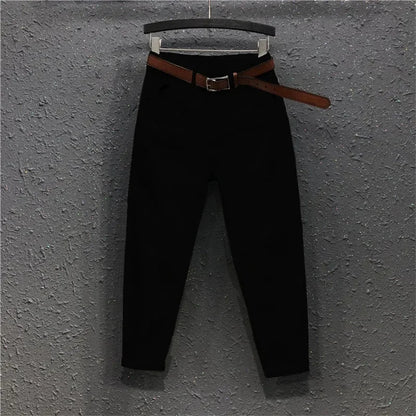 High Elastic Large Size Jeans Women's Casual Haren Pants 2023 Spring Summer Korean Ankle-Length Denim Pants Lady High Waist Jean