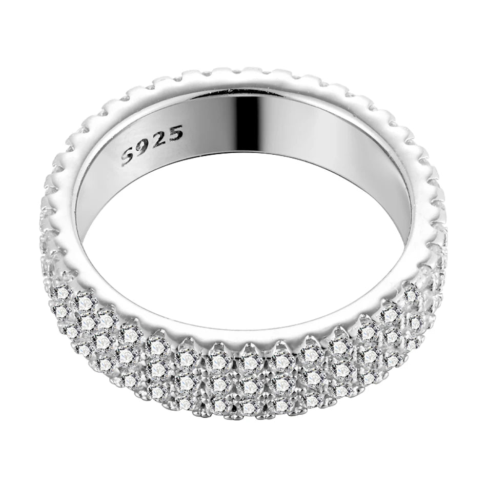 BLUEENCH Full Moissanite Ring 925 Sterling Sliver Plated 18k Eternity Band Hip Hop Rings for Woman