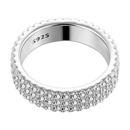 BLUEENCH Full Moissanite Ring 925 Sterling Sliver Plated 18k Eternity Band Hip Hop Rings for Woman