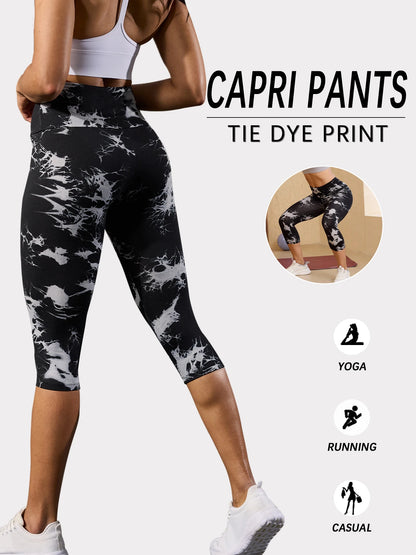 Women's High Waisted Capri Pants Super Soft Tummy Control No See Through Workout Yoga Running Athletic Gym Leggings