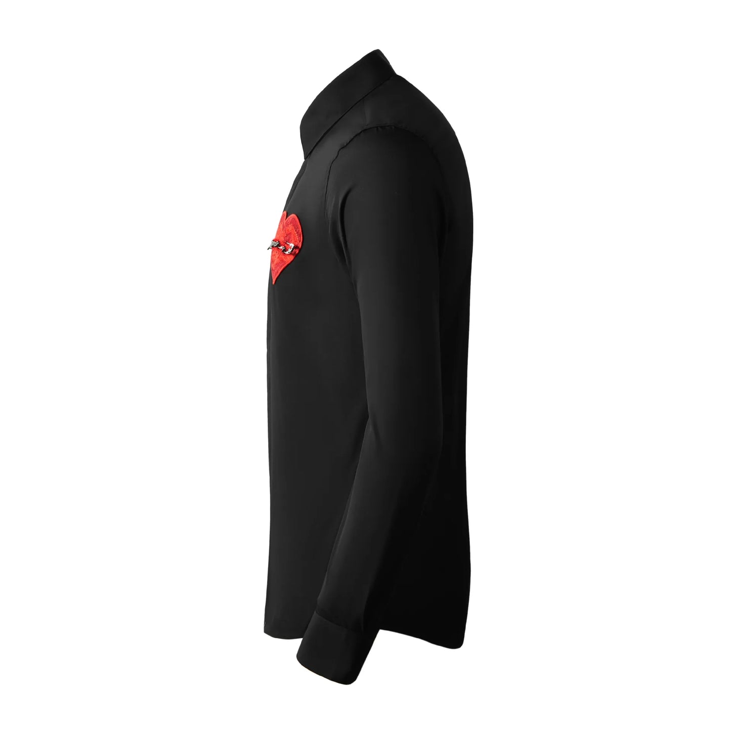 Brand Knitted Love Embroidery Shirt Men Trend Long Sleeved Men Shirt Luxury Social Banquet Party Shirts Streetwear Men Clothing