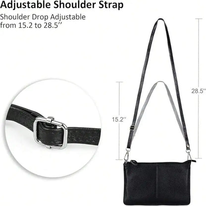 Genuine Leather Wristlet Clutch Wallet Purses Small Crossbody Bags Shoulder Handbag For Women, Silvery Zipper