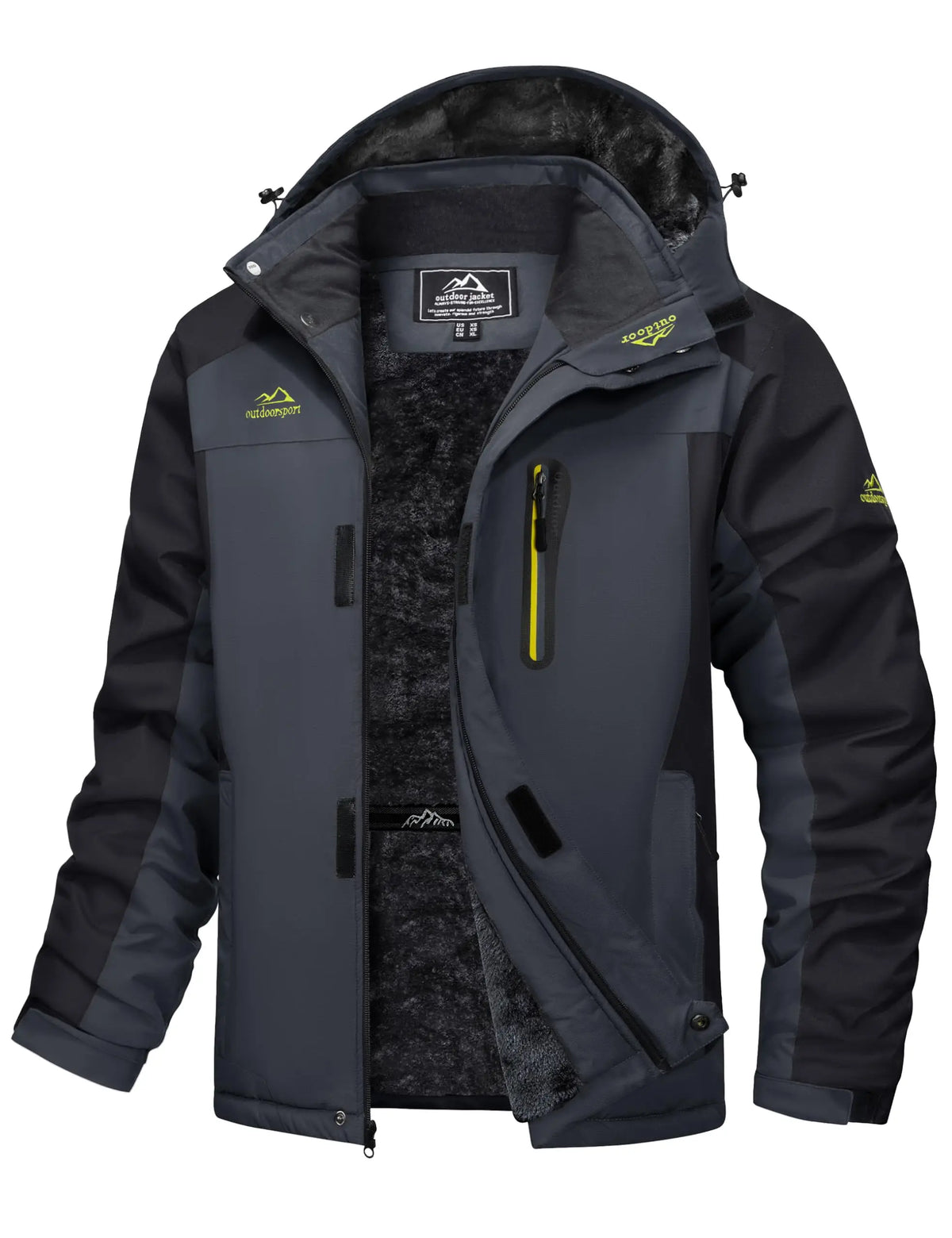 Men's Winter Jacket Waterproof Windproof Fleece Lined Parka Warm Thermal Coat with Removable Hood Outdoor Ski Snowboard Jacket