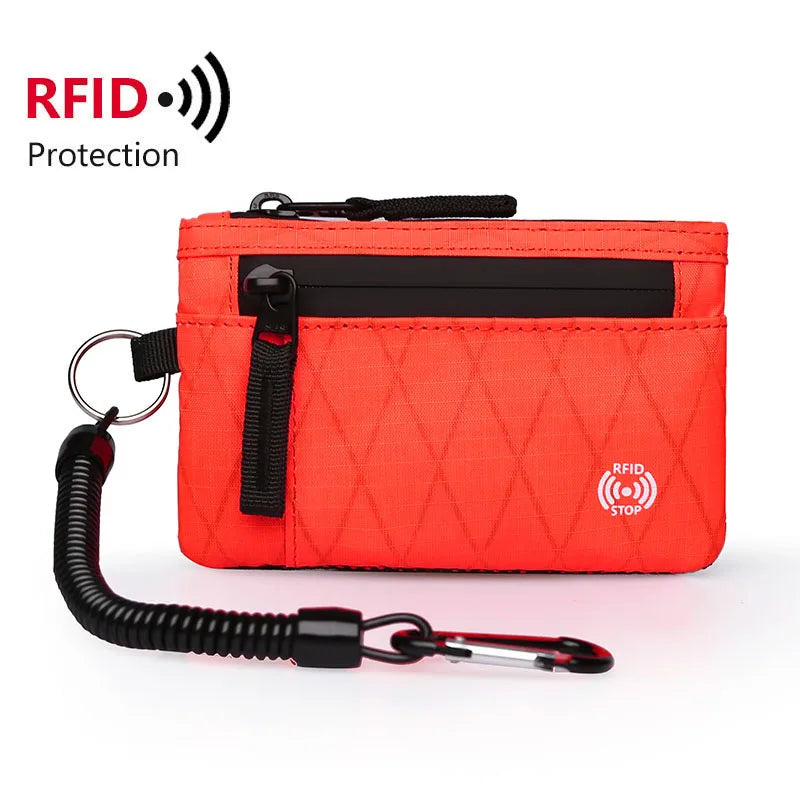 Zipper Rfid Wallet Mini Coin Purse Women Men's Nylon Short Wallet Retro Key Card Holder Small Money Bag Trend Youth Mini Handbag