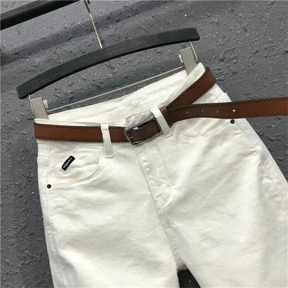 High Elastic Large Size Jeans Women's Casual Haren Pants 2023 Spring Summer Korean Ankle-Length Denim Pants Lady High Waist Jean