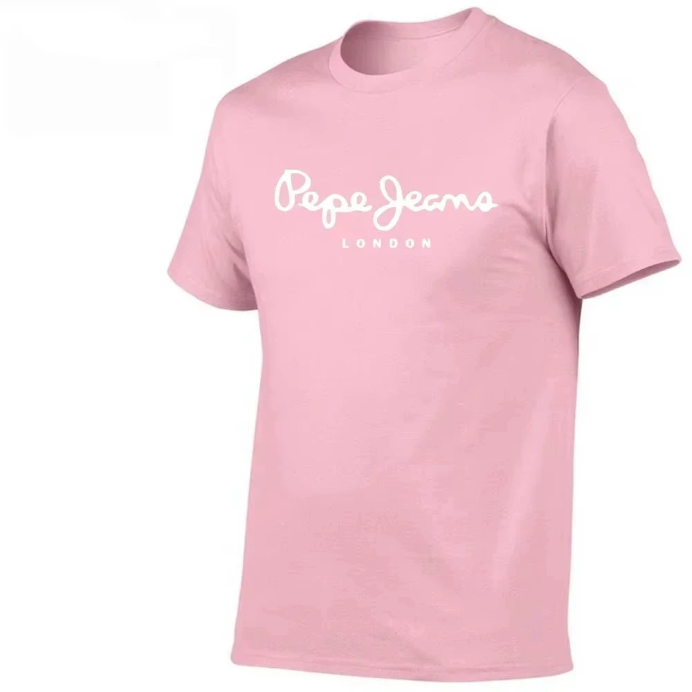 2026 New Pepe Jeans London Logo T-Shirt, Summer Men's Short-Sleeve Trendy Fashionable Pure Cotton Top, Street Style T-Shirt Clot