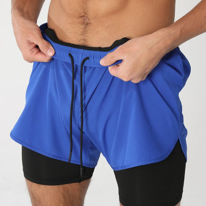 2025New Men Running Shorts Gym Sports Shorts 2 In 1 Quick Dry Workout Training Gym Fitness Jogging Short Pants Summer Men Shorts