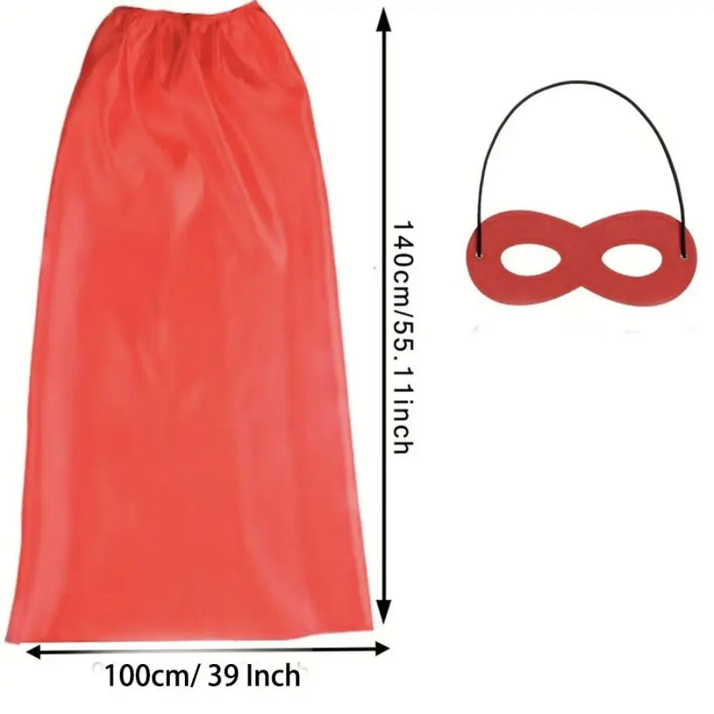 2Pcs/Set Solid Color Adult Superhero Cape with Eye Mask Cosplay Costume Long Cape Halloween Superhero Cloak Dress Up
