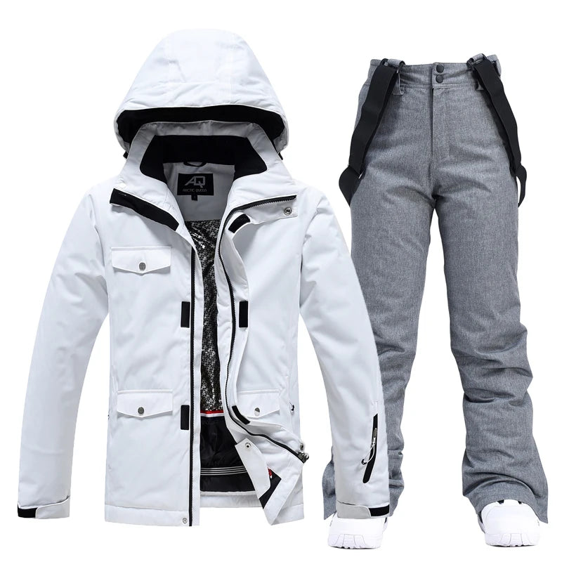 -35, Men and Women Snow Wear, Clothing for Snowboarding, Snow Ski Jacket and Pant Set, Snowboarding Clothing, Pure Color, Unsex