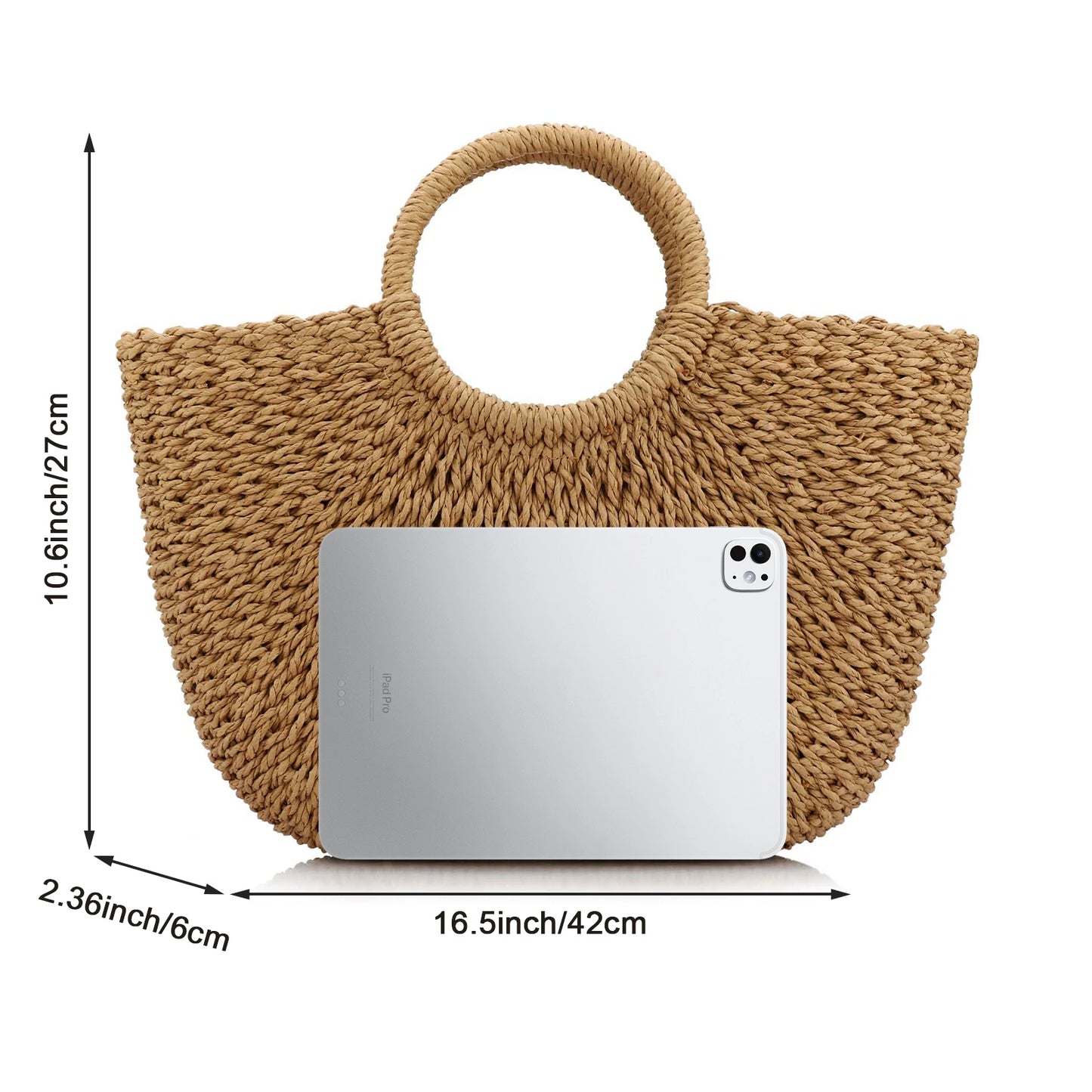Large Capacity Summer Handmade Straw Weave Bags For Women Beach Wrapped Half-Round Rattan Woven Beach Bag Ladies Handbags Totes