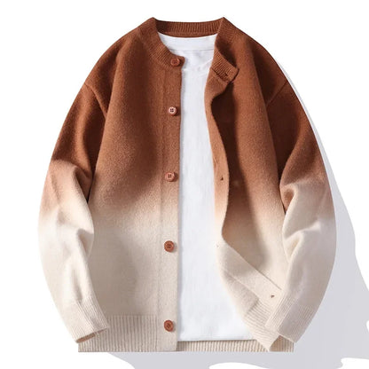 Legible Autumn and Winter Casual Sweater Men Loose Knitted Cardigan Male Round Neck Collar Sweatercoats Man
