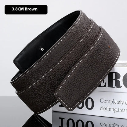 Luxury Belt Ultra-Thin Pointed Belt Headless Men And Women First Layer Cowhide H Buckle Replacement Belt Buckleless 3.2/3.8cm