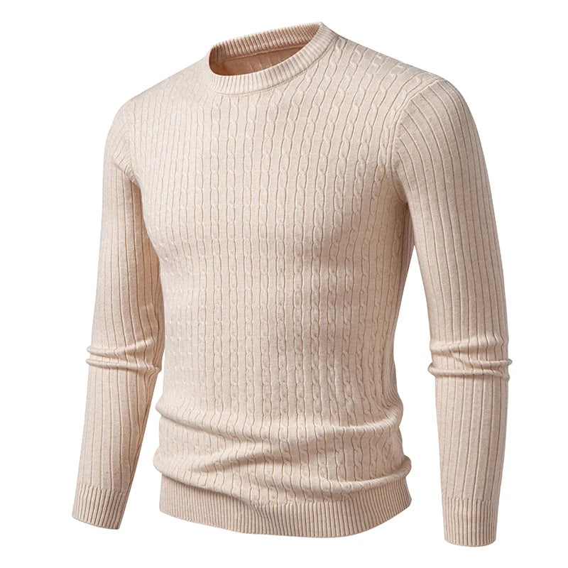 New Men's Crew Neck Sweaters Long Sleeve Lightweight Knit Dress Pullover Sweaters Casual outwear Twist Patterned Cable Sweaters