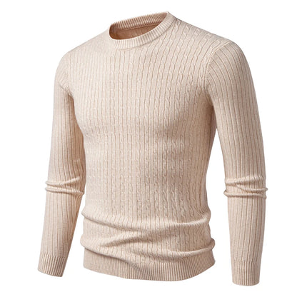 New Men's Crew Neck Sweaters Long Sleeve Lightweight Knit Dress Pullover Sweaters Casual outwear Twist Patterned Cable Sweaters