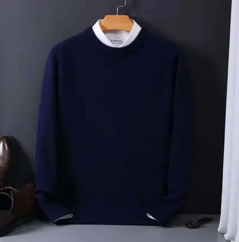 2025 Cashmere Sweater O-neck Pullovers Men's Loose Oversized M-3XL Knitted Bottom Shirt Autumn Winter