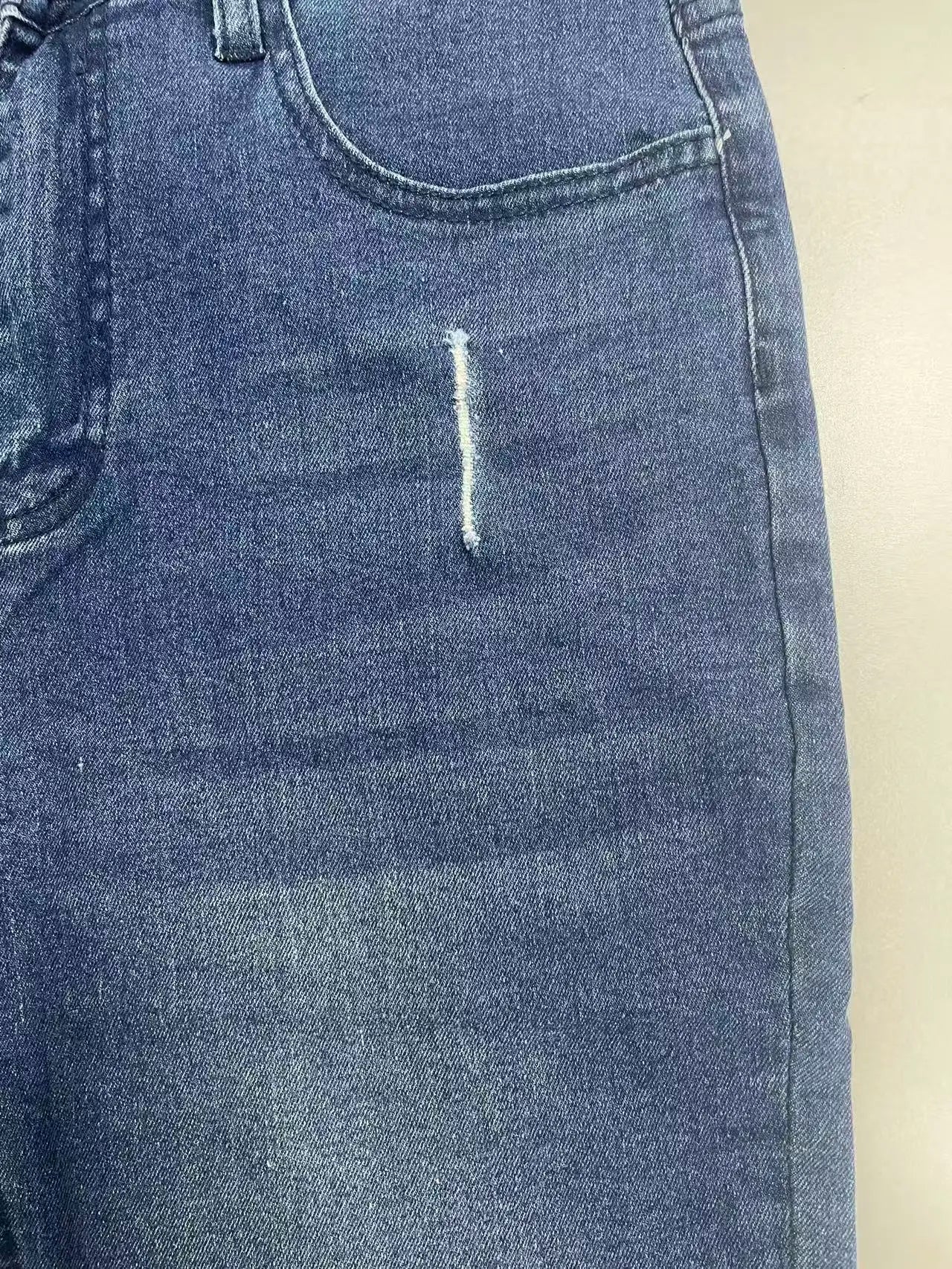 Men's Slim Fit Stretch Denim Jeans with Ripped Detail & Contrast Stitching,