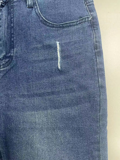 Men's Slim Fit Stretch Denim Jeans with Ripped Detail & Contrast Stitching,