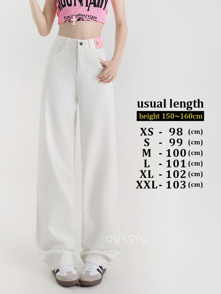 New Summer Soft Lyocell Jeans Women Blue Khaki White High Waist Straight Thin Wide Leg Denim Pants Y2k Loose Female Clothing 2XL