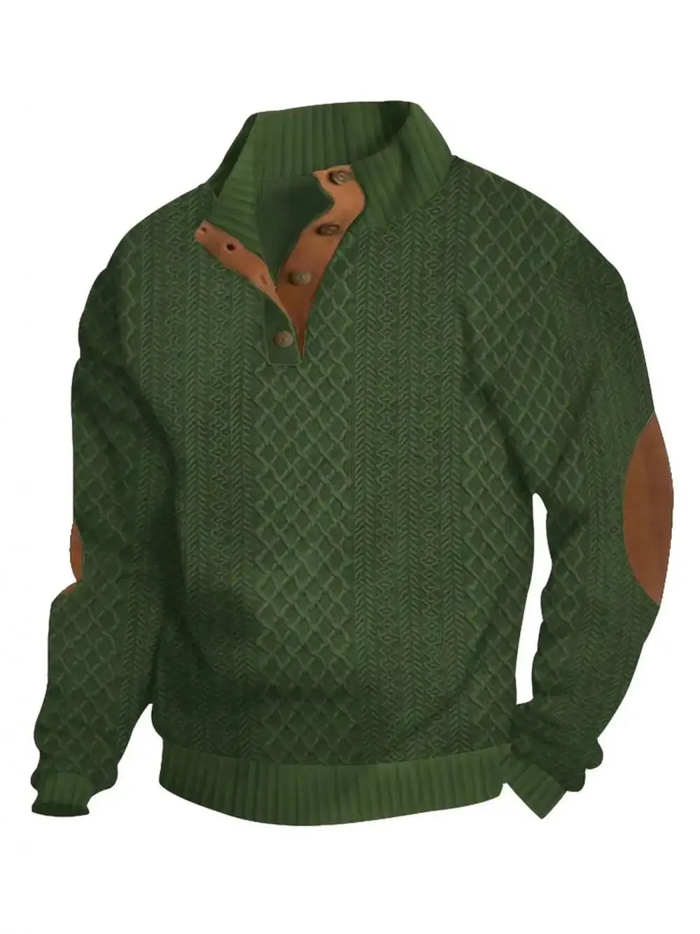 2026 Men's Spring and Autumn Hot Selling Fashionable Men's Casual Standing Collar Long Sleeved Jacquard Lapel Pullover Sweater