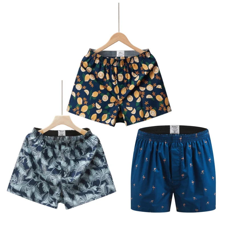 3PCS 100% Cotton Men's Boxer Briefs Men's Sports Shorts Home Comfort Casual Men's Panties Loose Soft Men's Underwear Aro Pants