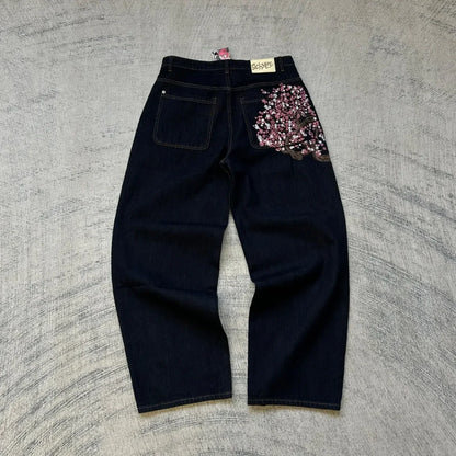 Casual jeans reversible pants ins fashion American retro Y2K loose high waist jeans women street clothing loose trousers pants