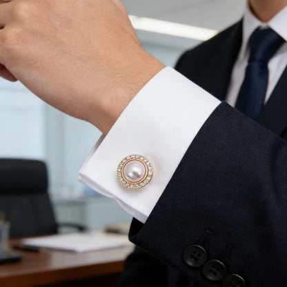 5Pcs Crystal Pearl Clip Cufflinks for Mens Luxury on Button Covers Detachable Decorative Buttons for Shirts Coats Blouses Women