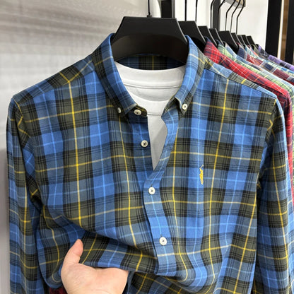 Luxury Brand Embroidery 100% Cotton Long Sleeved Shirt Men's New Shirt Men's Casual Loose Top Business Men