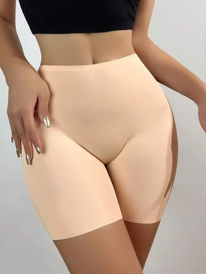 Seamless High Waist Square Leg Ice Silk Shorts Women Stretch Anti-Chafing Butt Lift Tummy Control