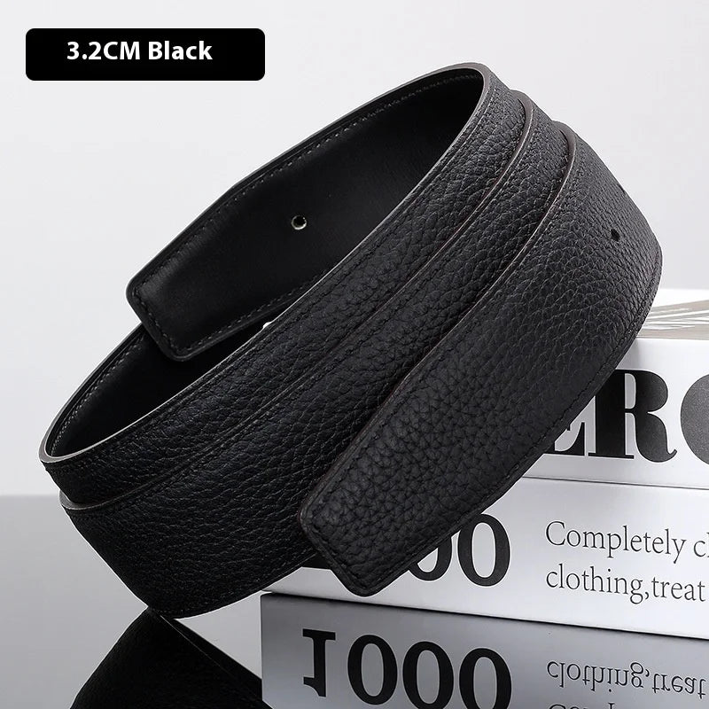 Luxury Belt Ultra-Thin Pointed Belt Headless Men And Women First Layer Cowhide H Buckle Replacement Belt Buckleless 3.2/3.8cm