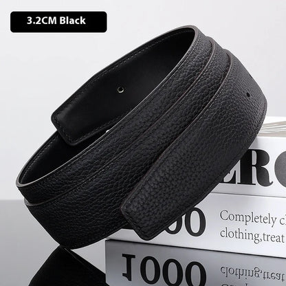 Luxury Belt Ultra-Thin Pointed Belt Headless Men And Women First Layer Cowhide H Buckle Replacement Belt Buckleless 3.2/3.8cm