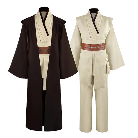 Obi Wan Kenobi Men's Costume Robe Adult Male Jedi Knight Tunic Costume Hooded Uniform Full Set