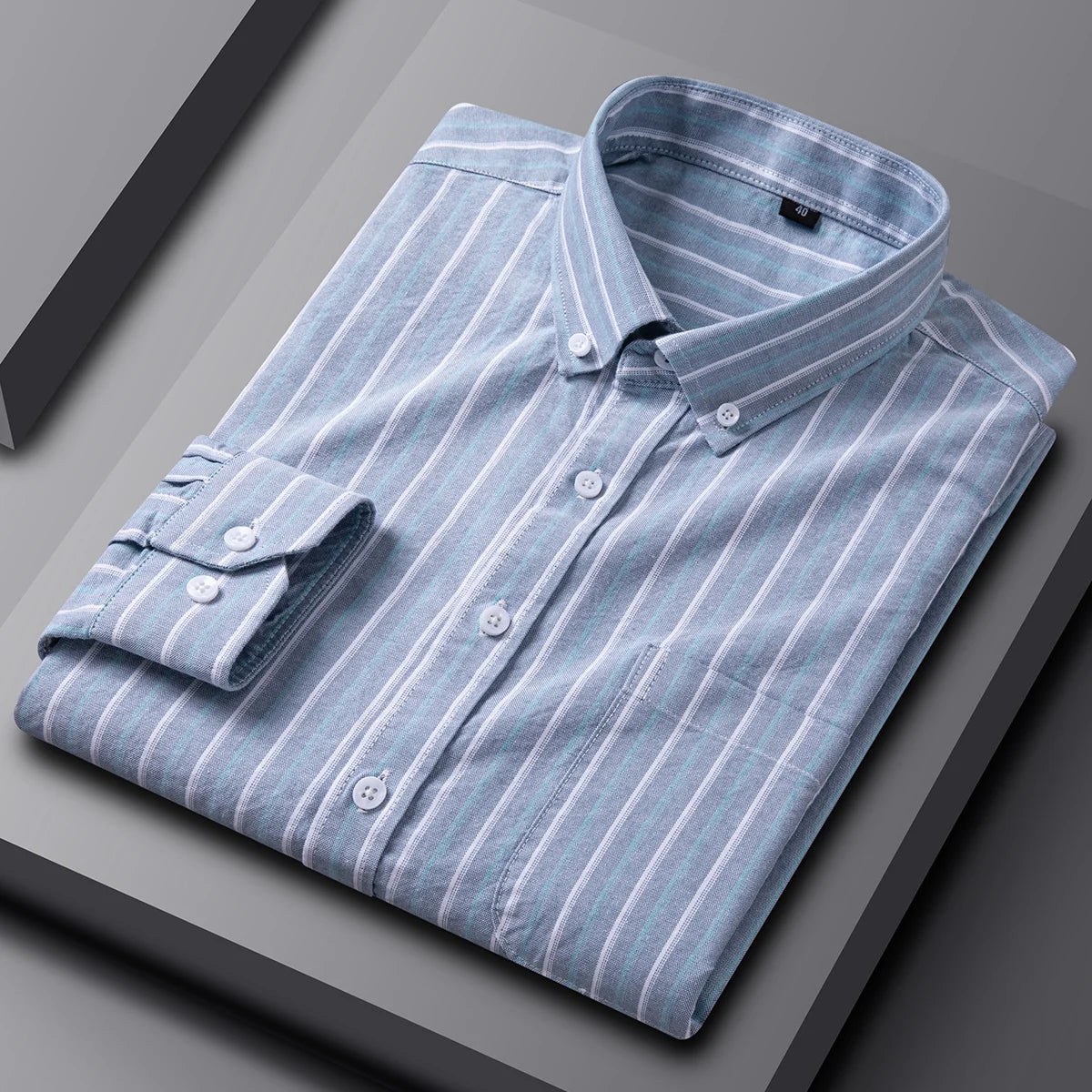 New in Shirt 100% Cotton Oxford Plaid Long Sleeve Shirts for Man Slim Fit Formal Plain Shirt Soft Striped Casual Elegant Clothes