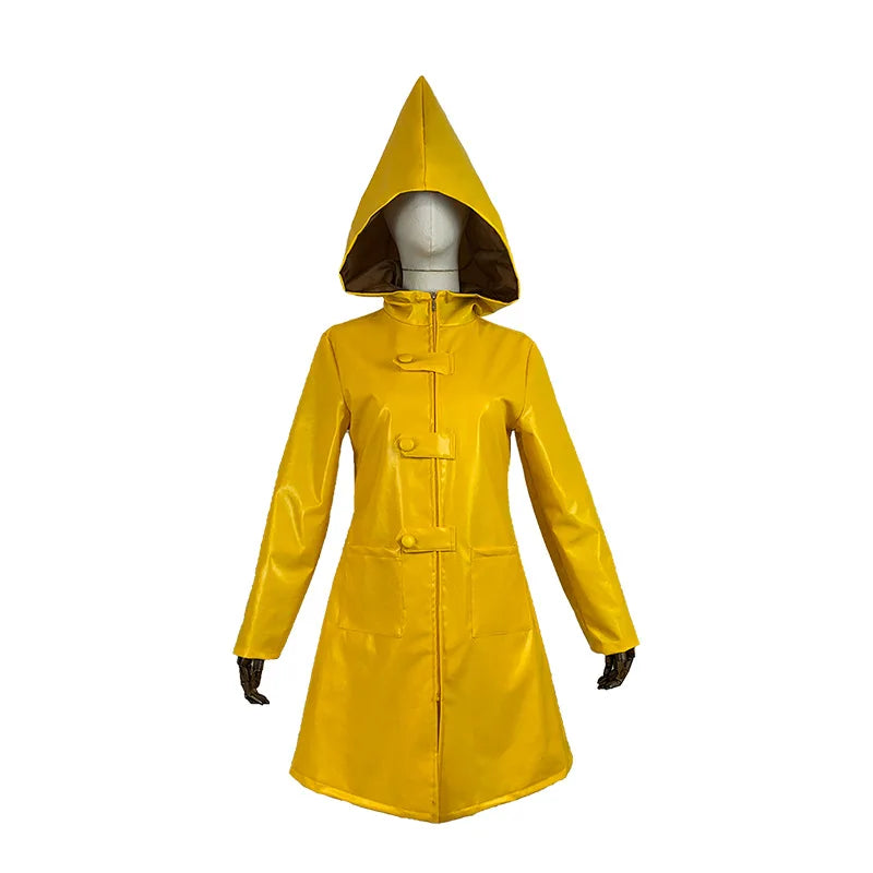 Little Nightmares Six Cosplay Costume Little Nightmare Yellow Raincoat PU Leather Cloak for Adults Halloween Costumes