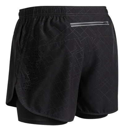 Summer Men's Reflective Running Shorts Fitness Quick Drying Double-Layer Shorts Men's Exercise Training Bodybuilding Shorts