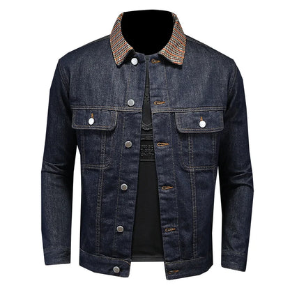 2024 New Fashion Handsome Trend Classic Wash Denim Coat Men Patchwork Collar Men's Coat  Denim Jacket  Techwear Coat