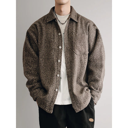 Mens Japanese Vintage Flannel Shirt Thick Warm Long Sleeve Loose Fit Plus Size High Quality Autumn Winter Soft Coat Harajuku Top