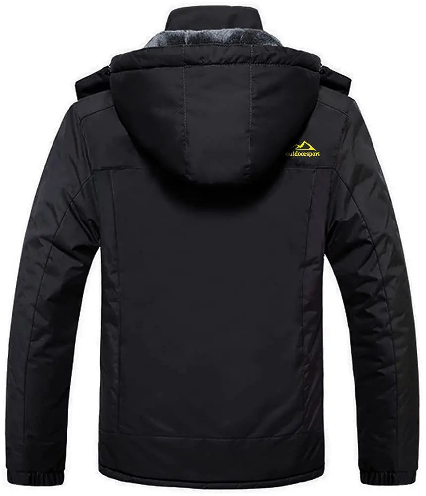 Men's Winter Jacket Waterproof Windproof Fleece Lined Parka Warm Thermal Coat with Removable Hood Outdoor Ski Snowboard Jacket