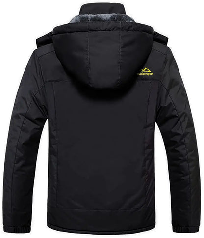 Men's Winter Jacket Waterproof Windproof Fleece Lined Parka Warm Thermal Coat with Removable Hood Outdoor Ski Snowboard Jacket