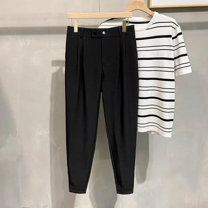 Luxury Fashion Straight Men's Casual Pants Spring Summer Harem Business Formal Male Trousers Trendy Brand