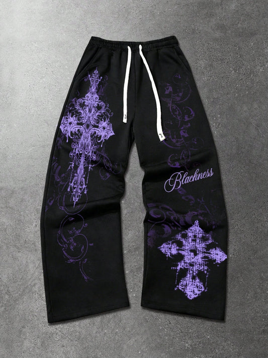 Y2K Gothic Unisex Streetwear Gym Pants Men Women Casual Drawstring Loose Fit Workout Wide Leg Trousers Jogger Fitness Long Pants