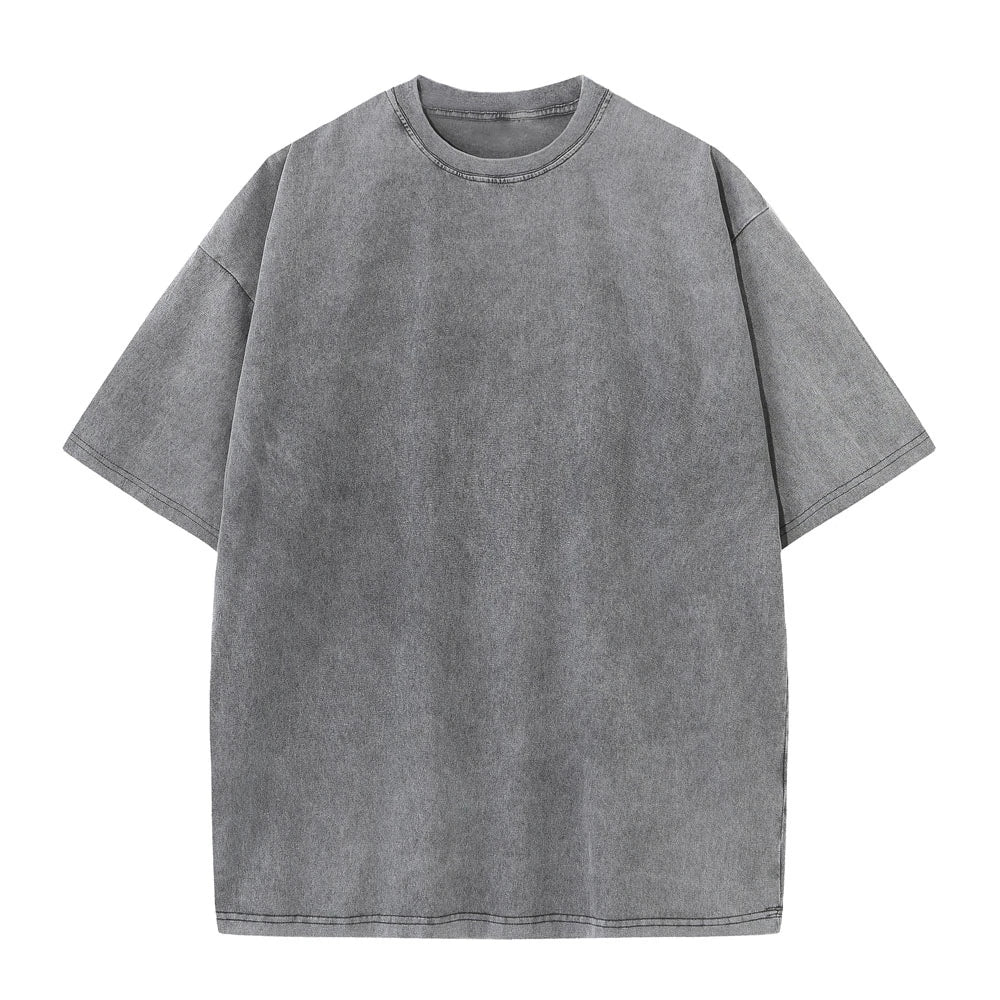 Washed T-Shirt 230G 100Cotton Solid Oversized Loose Fitness Mens Tee Tops Dropped Shoulders Short Sleeve Gym Bodybuilding Shirts