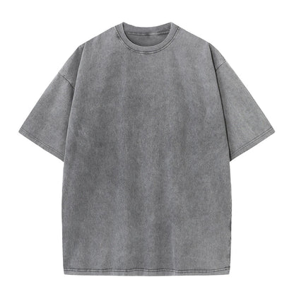 Washed T-Shirt 230G 100Cotton Solid Oversized Loose Fitness Mens Tee Tops Dropped Shoulders Short Sleeve Gym Bodybuilding Shirts