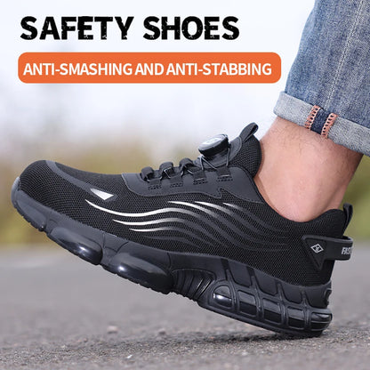 Air Cushion Soft Sole Men's Anti-smash Non-Slip Breathable Work Safety Shoes Men's Steel Toe Puncture Proof Anti-skid Work Safet
