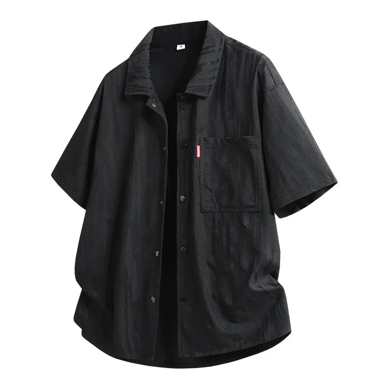 Plus Size 9XL Men's Ice Silk Shirt Quick Dry Short Sleeve Top Male Summer Large Big Casual Snap Button Up Oversized Loose Fit Fat