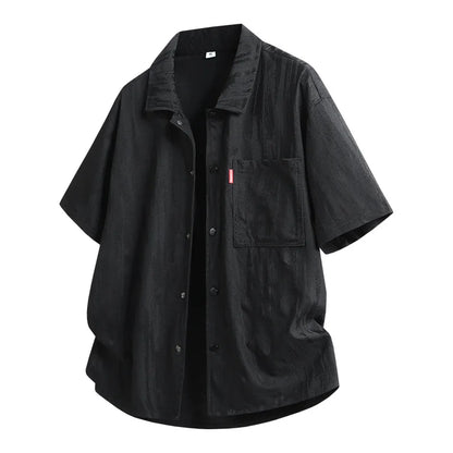 Plus Size 9XL Men's Ice Silk Shirt Quick Dry Short Sleeve Top Male Summer Large Big Casual Snap Button Up Oversized Loose Fit Fat